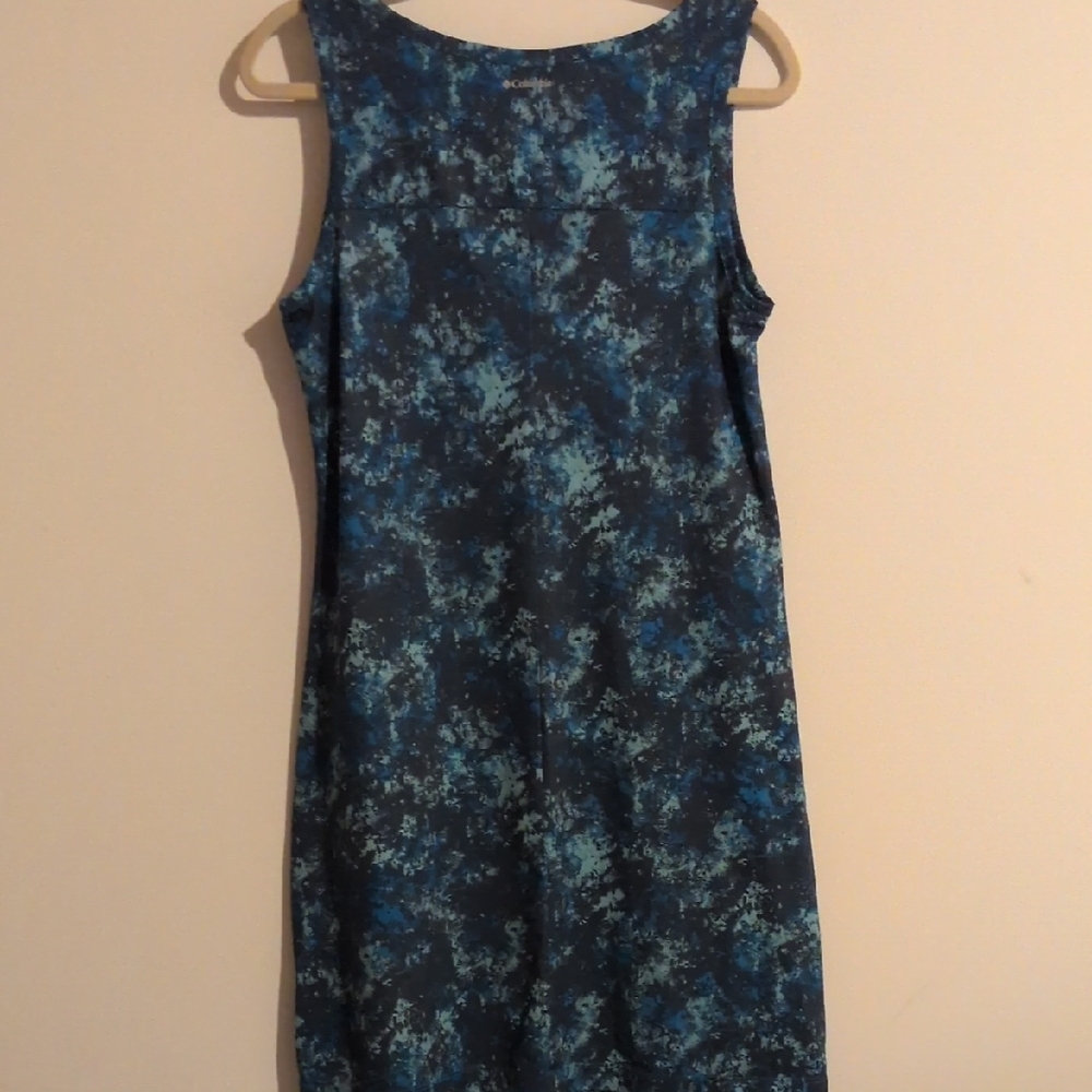 Elegant Blue Patterned Sleeveless Dress - Picture 4 of 4